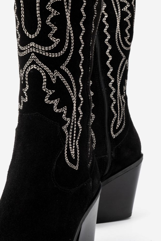 kadin-deri-western-kisa-cizme-SIYAH SUET-HKN1615-0101819_0